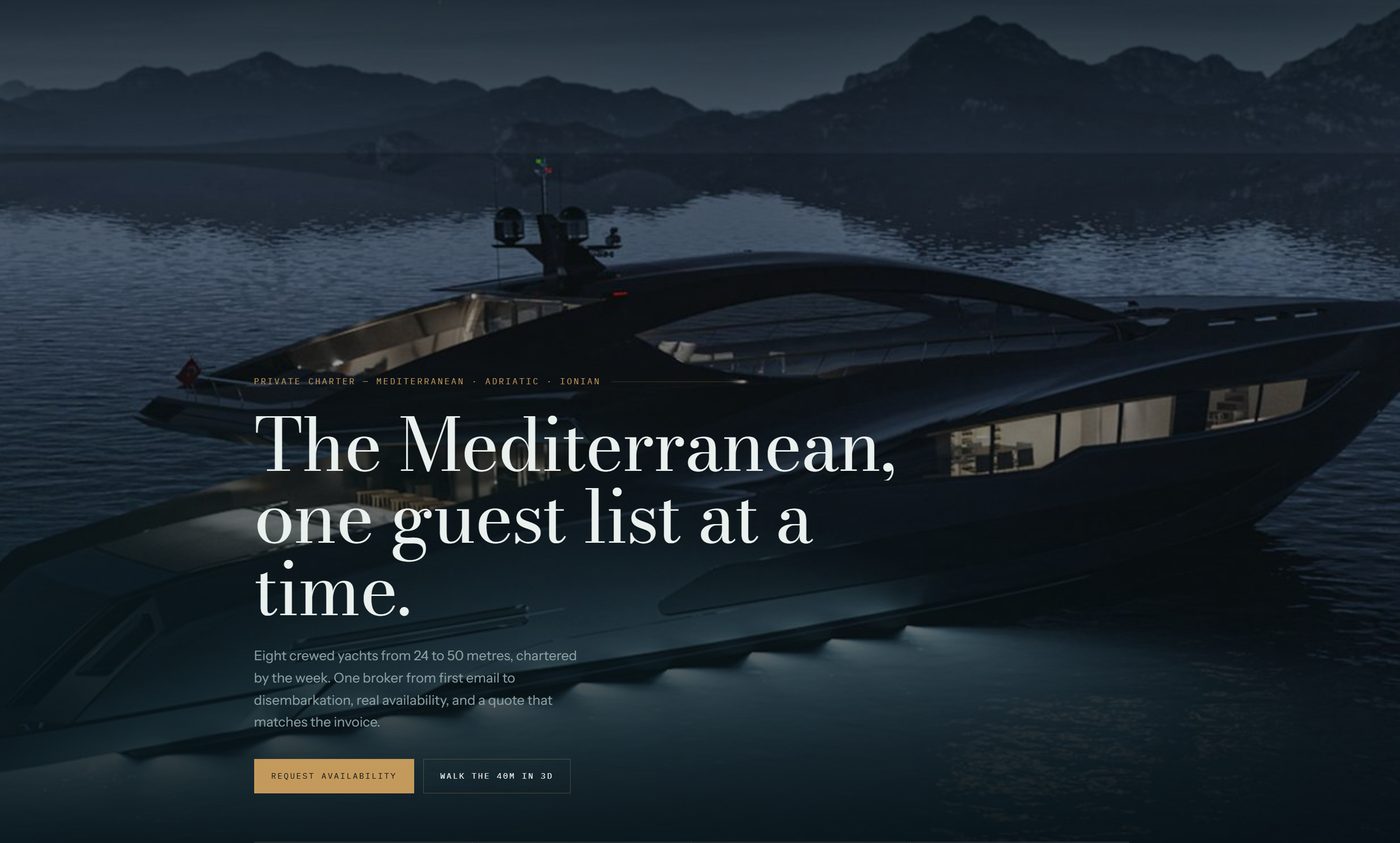 YachtJet | Чартер яхт — экран проекта